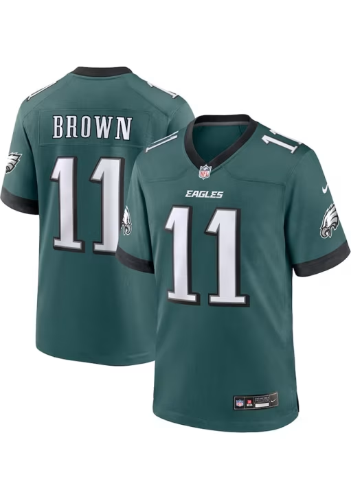 Eagles Brown Nike Men's Green Game Jersey
