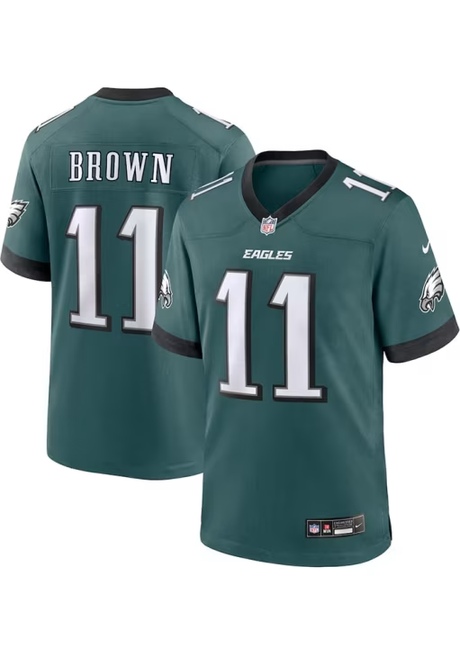 Eagles A.J. Brown Nike Men's Green Game Jersey