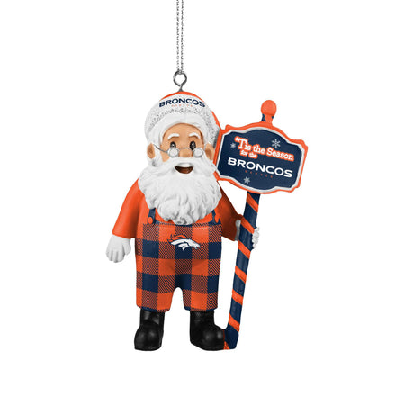 Broncos Santa Overalls Ornament