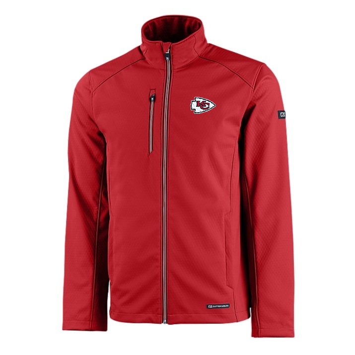 Chiefs Cutter and Buck Men's Evoke Eco Softshell Full Zip Jacket