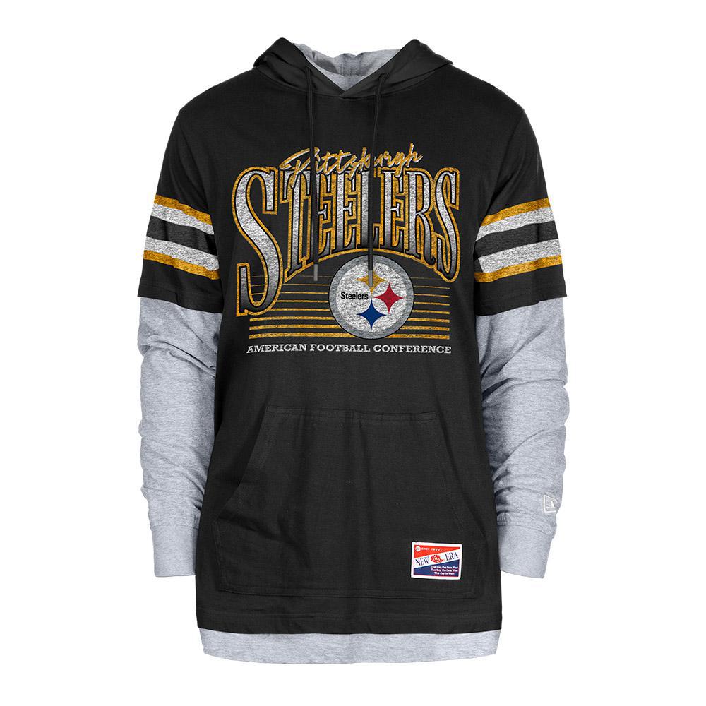 Steelers 2024 New Era Men's Throwback Long Sleeve Hood