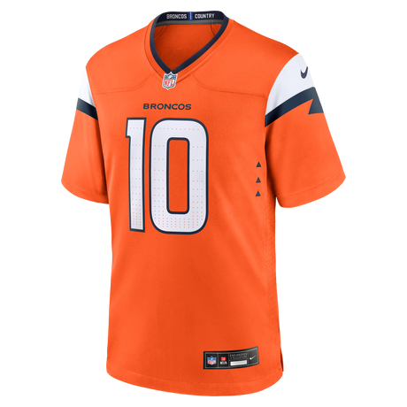 Broncos Bo Nix Men's Orange Nike Game Jersey