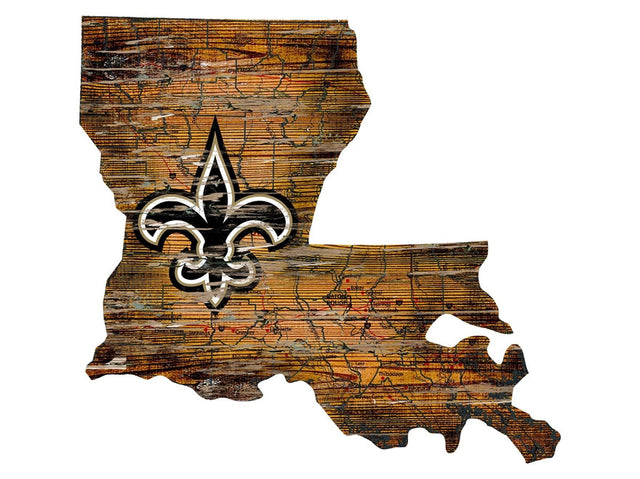 Saints Distressed State Sign With Team Logo