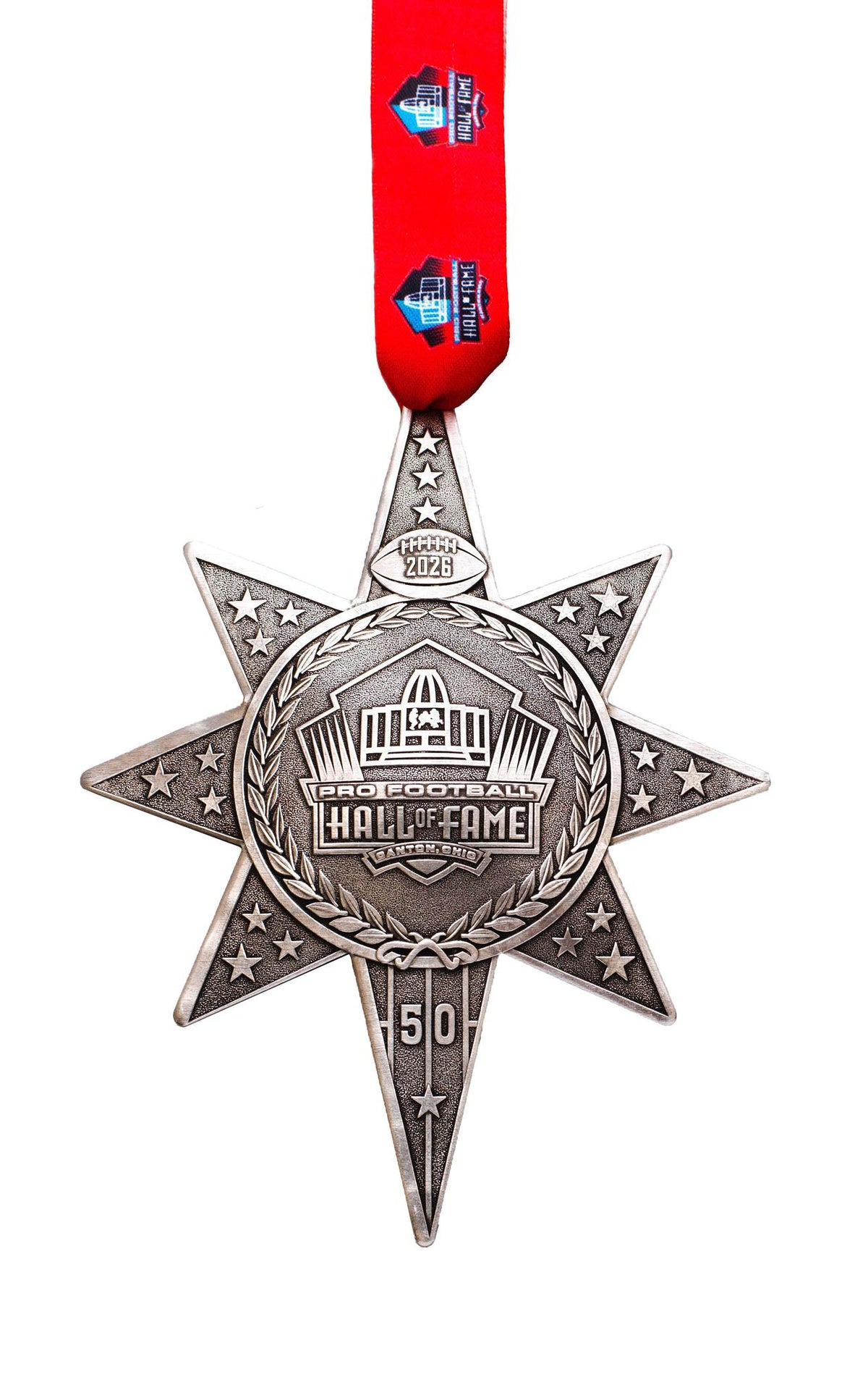 Hall of Fame 2026 Annual Aluminum Star Ornament Pro Football Hall of Fame