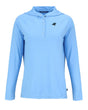 Panthers Cutter and Buck Women's Blue Coastline Epic Comfort Eco Hooded Shirt