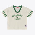 Eagles 2026 Mitchell & Ness Women's Retro Roots Crop Boxy Yoke T-Shirt Pro Football Hall of Fame