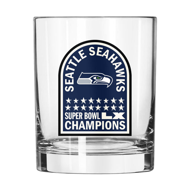 Seahawks Super Bowl LX (60) Champs Rocks Glass