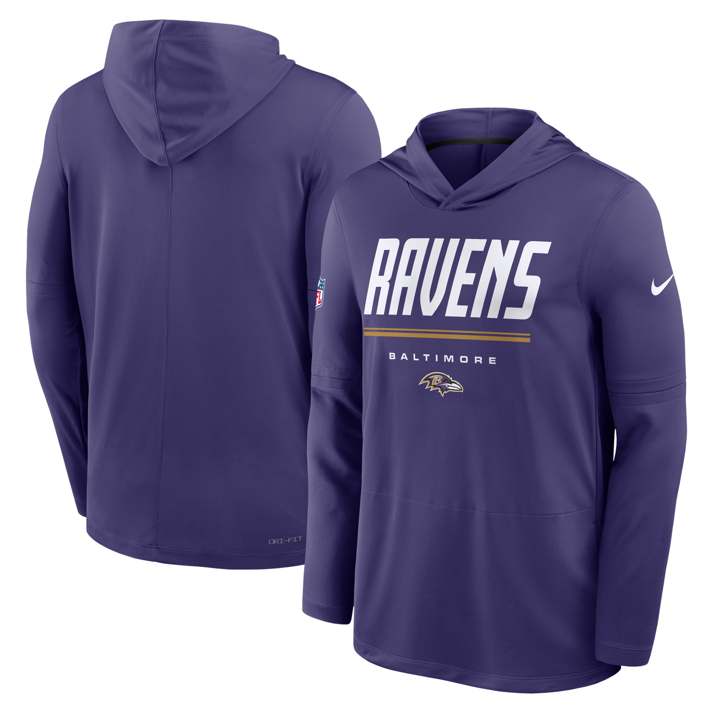 Ravens 2026 Nike Men's Dri-Fit Lightweight Long Sleeve Hoodie Top