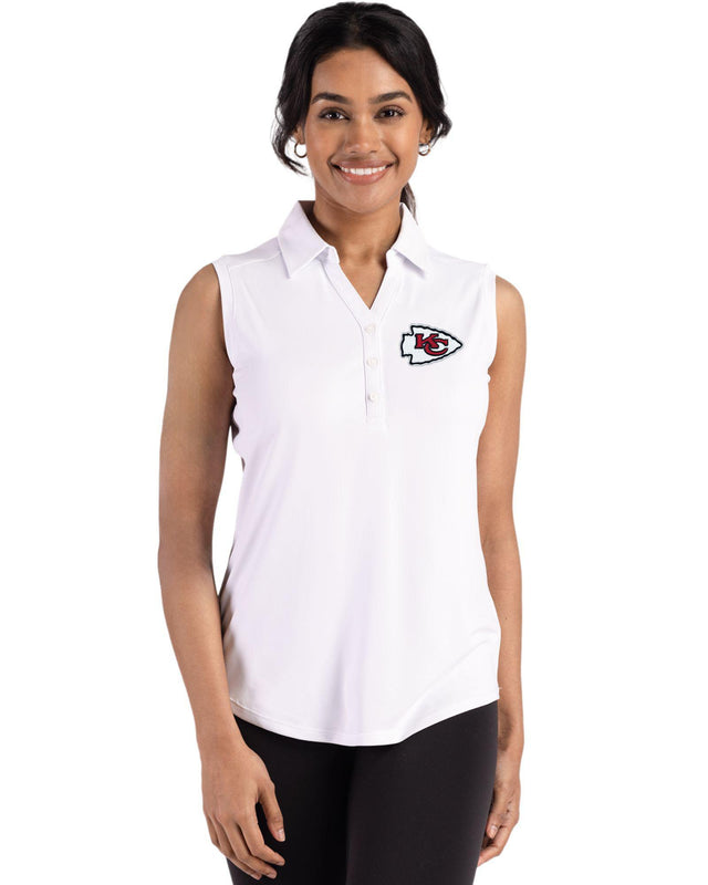 Chiefs Cutter and Buck Women's White Forge Eco Recycled Sleeveless Polo