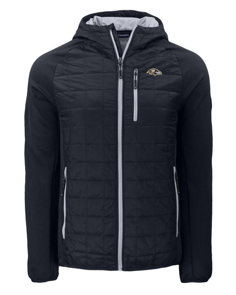 Ravens Cutter and Buck Men's Black Rainier PrimaLoft Eco Hybrid Jacket