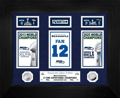 Seahawks Super Bowl Deluxe Champions Banner Collection Silver Coin Photo Mint Pro Football Hall of Fame