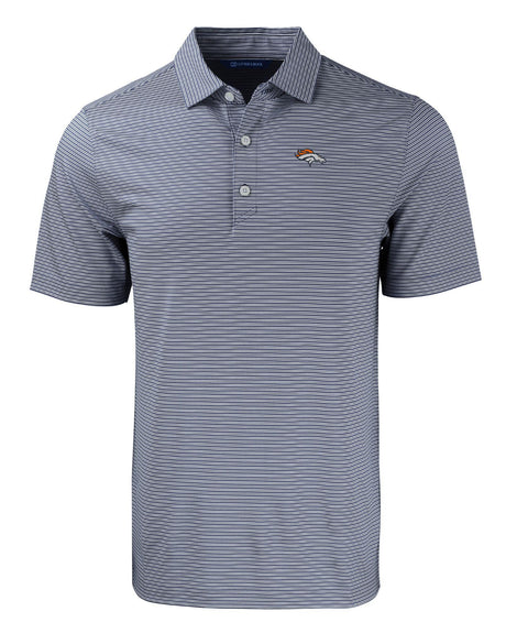 Broncos Cutter and Buck Men's Navy Forge Eco Double Stripe Recycled Polo
