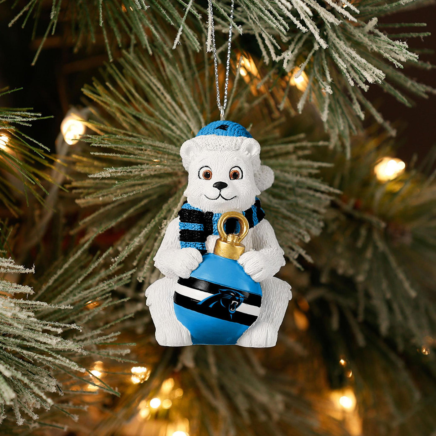 Panthers Sitting Polar Bear Ornament