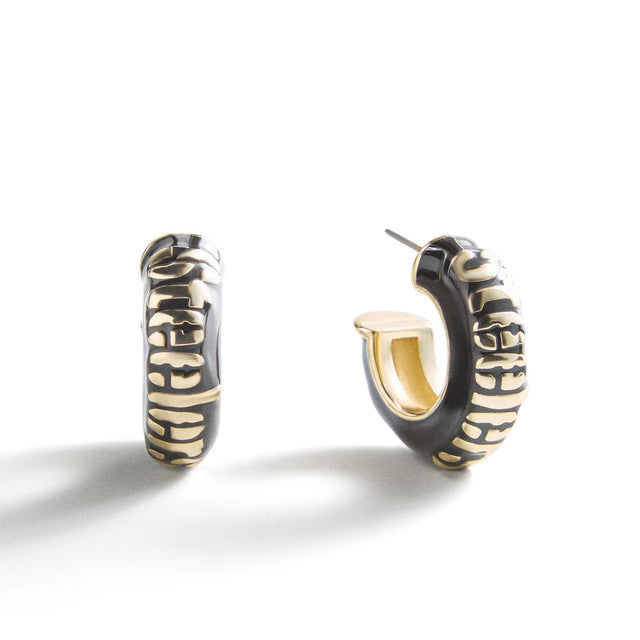 Steelers Puffy Enamel Hoop Earrings