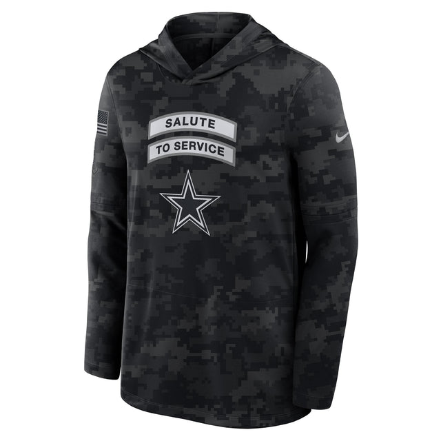 Cowboys 2026 Nike Men's Salute to Service Hooded Long Sleeve Top Pro Football Hall of Fame