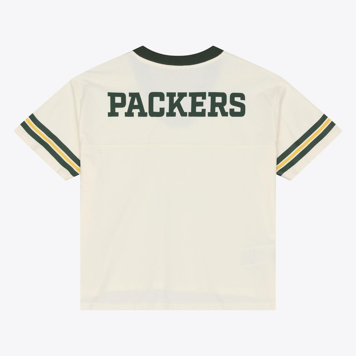 Packers 2026 Mitchell & Ness Women's Retro Roots Crop Boxy Yoke T-Shirt Pro Football Hall of Fame
