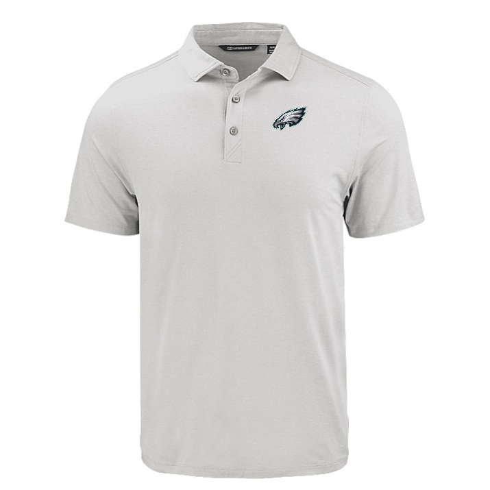 Eagles Cutter and Buck Men's Grey Coastline Epic Comfort Eco Polo