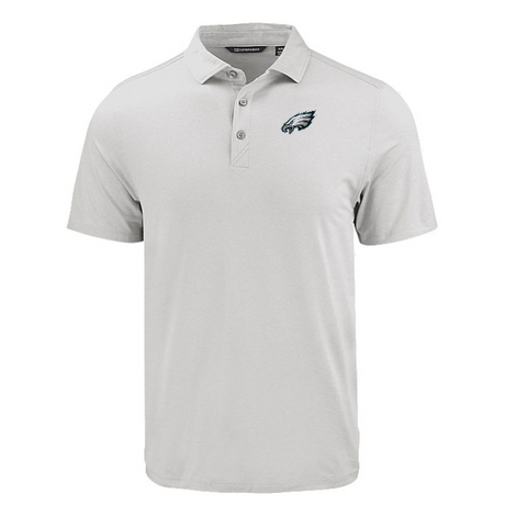 Eagles Cutter and Buck Men's Grey Coastline Epic Comfort Eco Polo