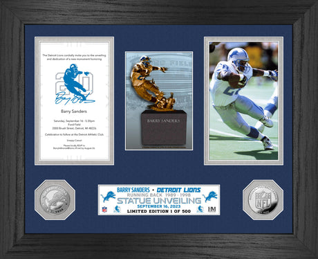 Barry Sanders Statue Unveiling Silver Coin Photo Mint