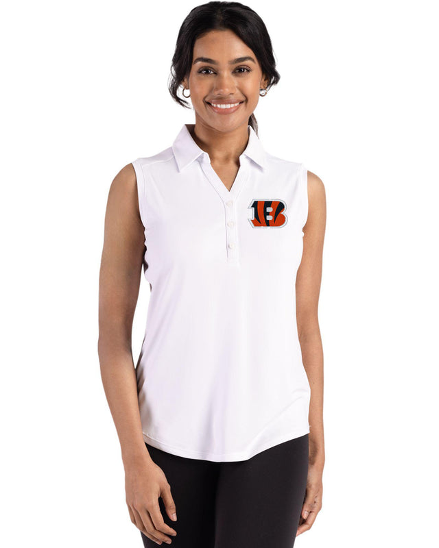 Bengals Cutter and Buck Women's White Forge Eco Recycled Sleeveless Polo