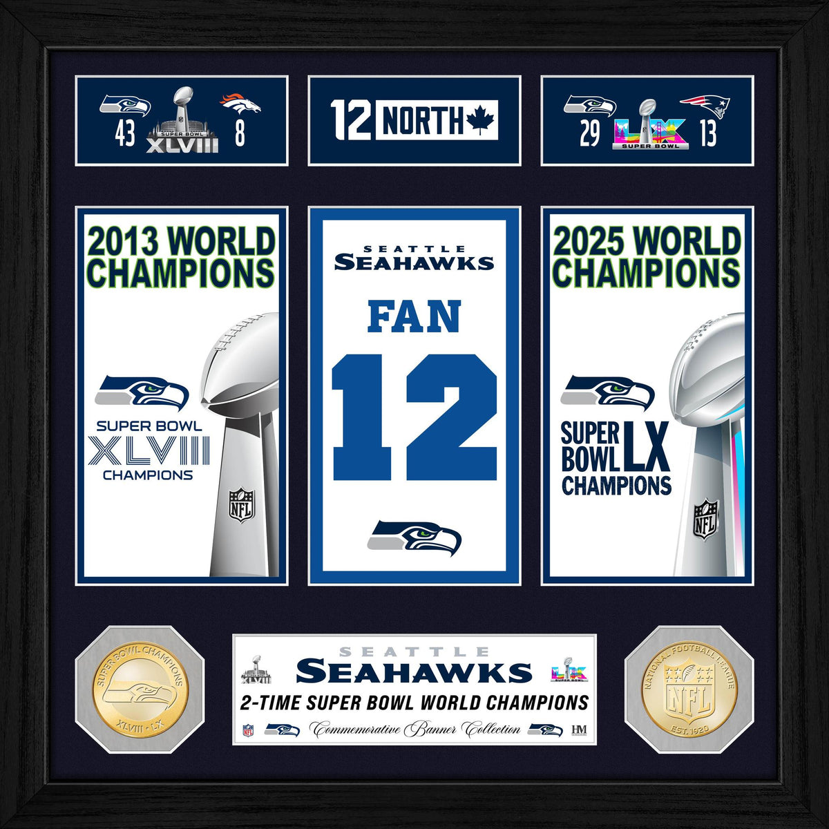 Seahawks Super Bowl Champions Banner Collection Bronze Coin Photo Mint