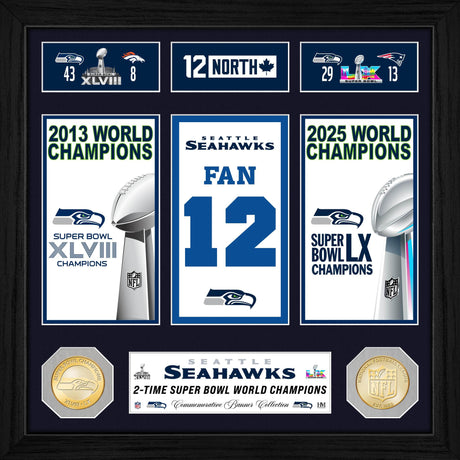 Seahawks Super Bowl Champions Banner Collection Bronze Coin Photo Mint Pro Football Hall of Fame