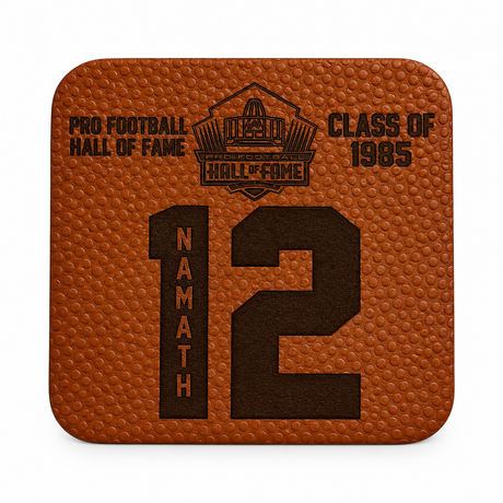 Joe Namath Leather Player Coaster Pro Football Hall of Fame