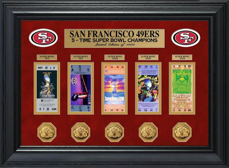 49ers Super Bowl Ticket and Game Coin Collection Framed