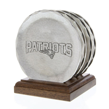 New England Patriots 4-Piece Aluminum Coaster Set with Caddy