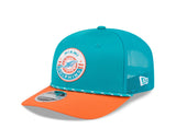 Dolphins 2026 New Era Men's 9SEVENTY Stretch Snap Two-Tone Hat Pro Football Hall of Fame