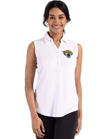 Jaguars Cutter and Buck Women's White Forge Eco Recycled Sleeveless Polo