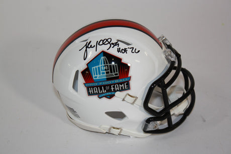 Luke Kuechly Autographed Hall of Fame White Mini Helmet with HOF Inscription