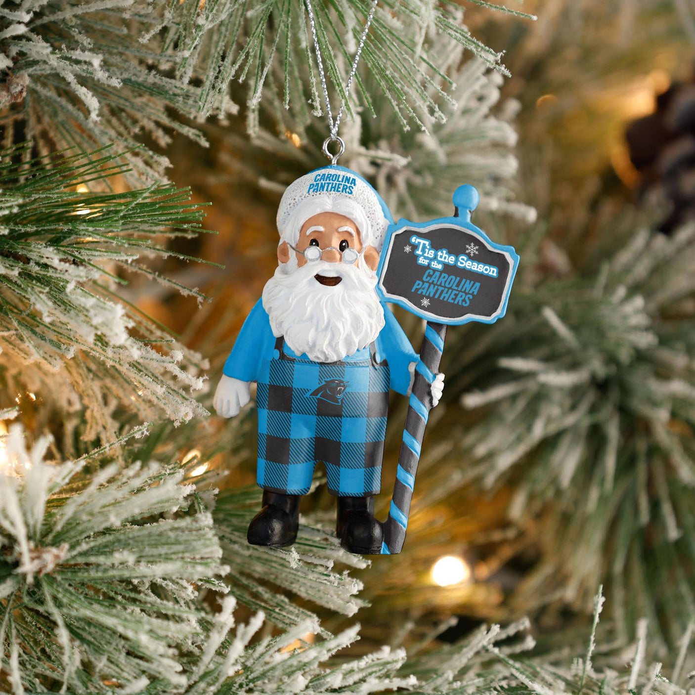 Panthers Santa Overalls Ornament