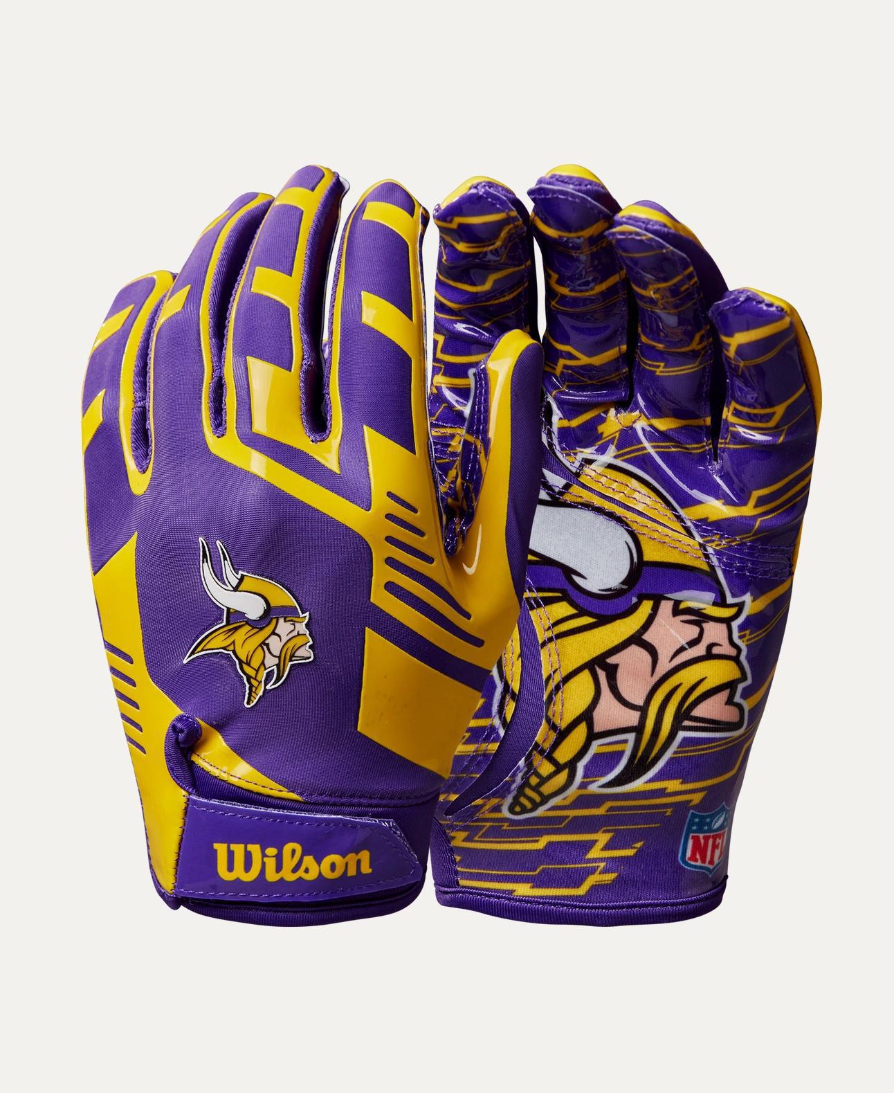 YELLOW GLOVE レザーグローブ パープル ファイヤーパターン Vikings 2025 Wilson Adult NFL Stretch Fit Receivers Gloves – Pro