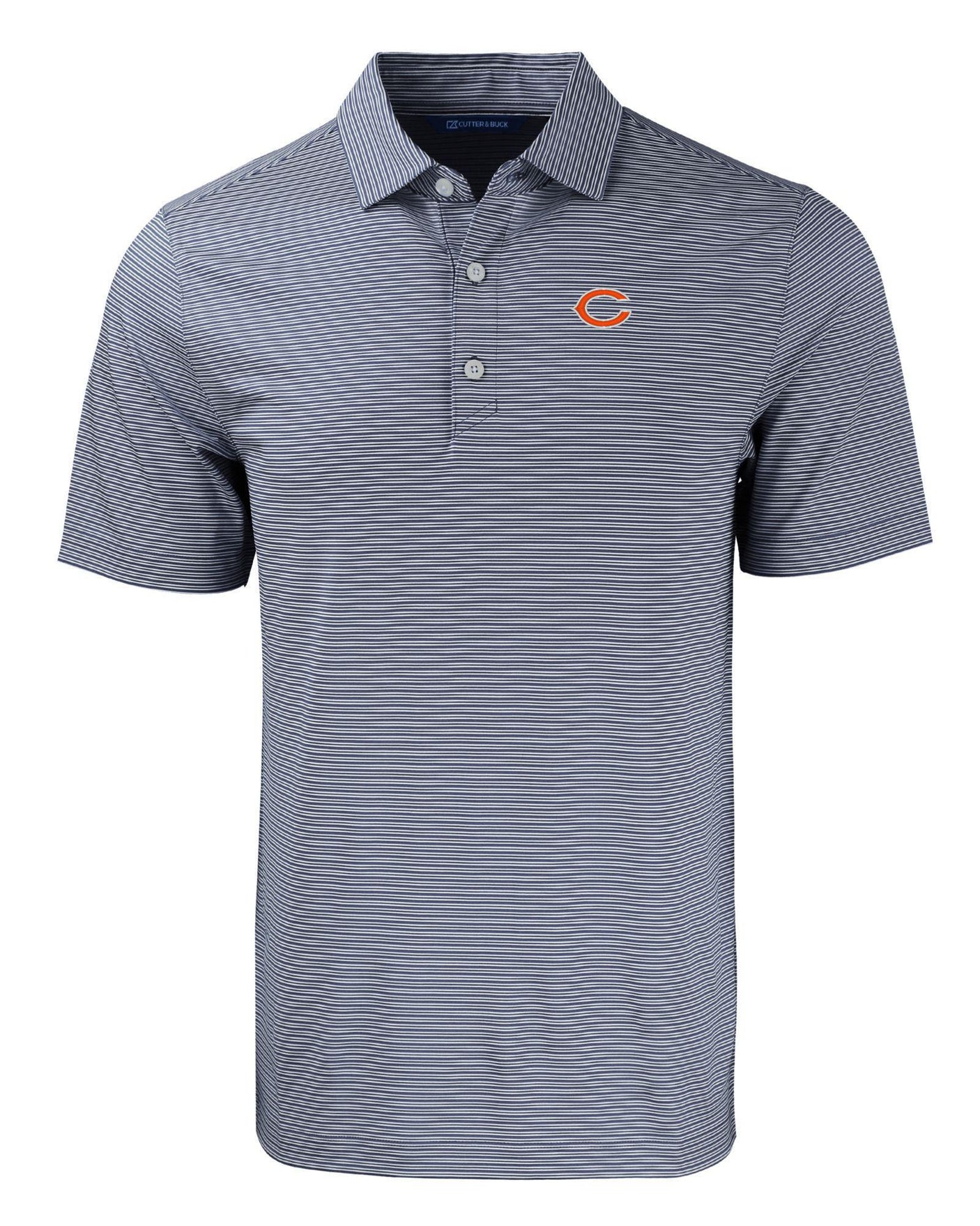 Bears Cutter and Buck Men's Navy Forge Eco Double Stripe Recycled Polo