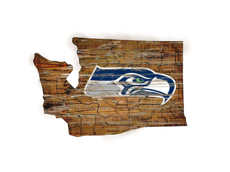 Seahawks Distressed State Sign With Team Logo