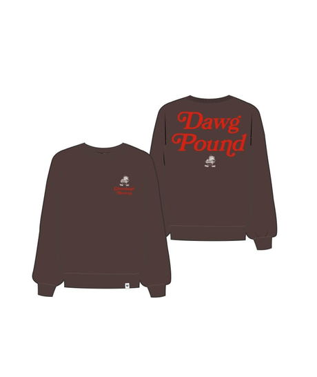 Browns 2026 '47 Brand Women's Historic Shout it Out Oversized Crewneck Pro Football Hall of Fame