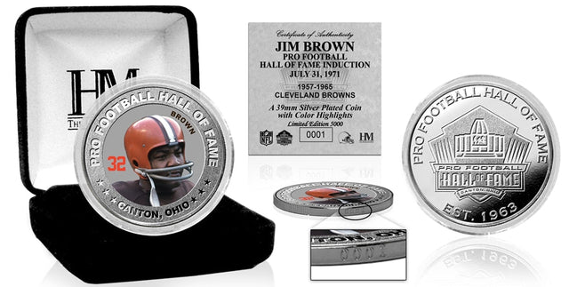 Jim Brown 1971 NFL Hall of Fame Silver Color Coin