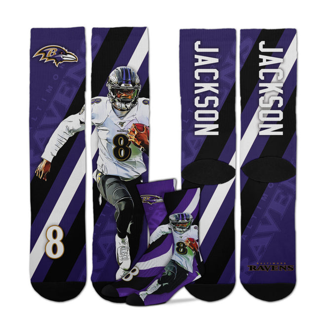 Ravens Lamar Jackson Youth For Bare Feet Player Socks