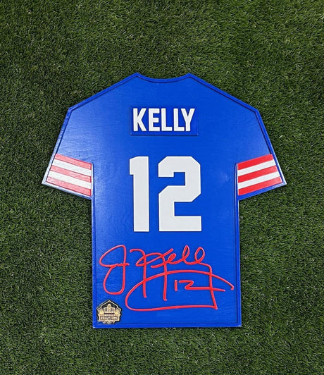 Jim Kelly Wood Jersey 3D Sign - Blue