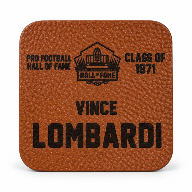 Vince Lombardi Leather Coach Coaster Pro Football Hall of Fame