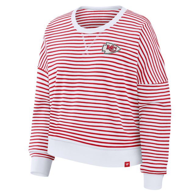 Chiefs 2026 Fanatics Women's Striped Oversized French Terry Crewneck