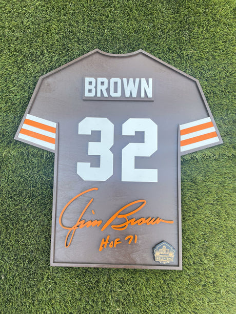 Jim Brown Wood Jersey 3D Brown Sign - DS