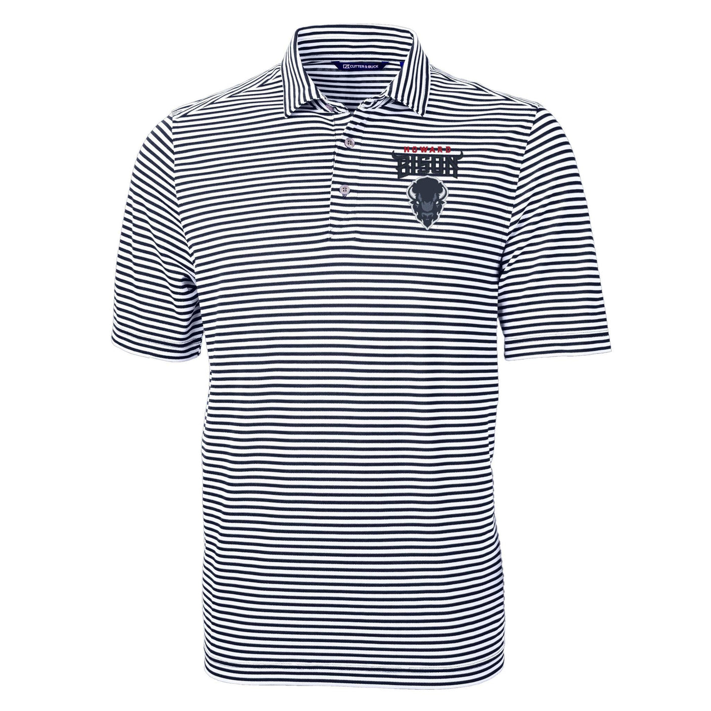 HBCU Team Cutter & Buck Men's Virtue Recycled Stripe Featherlight Pique Polo