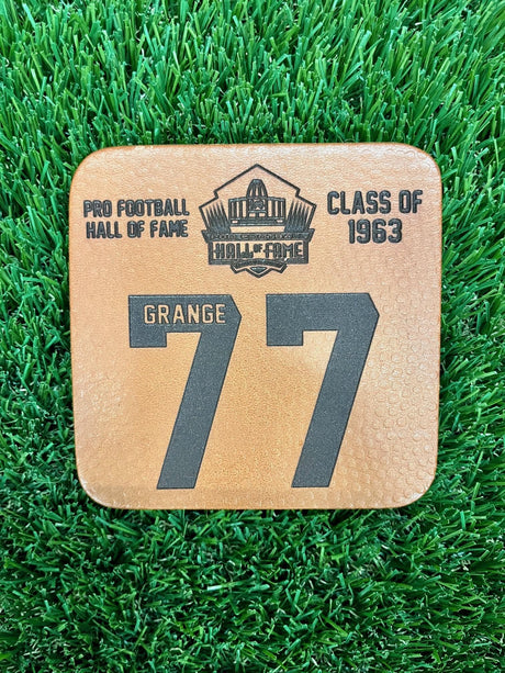 Red Grange Leather Player Coaster