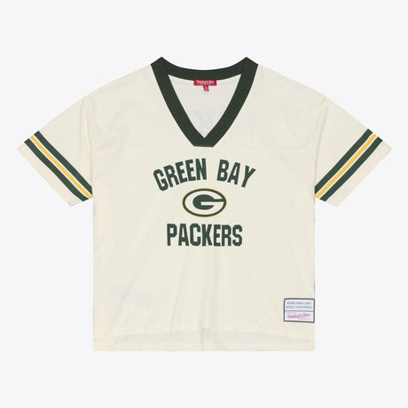Packers 2026 Mitchell & Ness Women's Retro Roots Crop Boxy Yoke T-Shirt Pro Football Hall of Fame