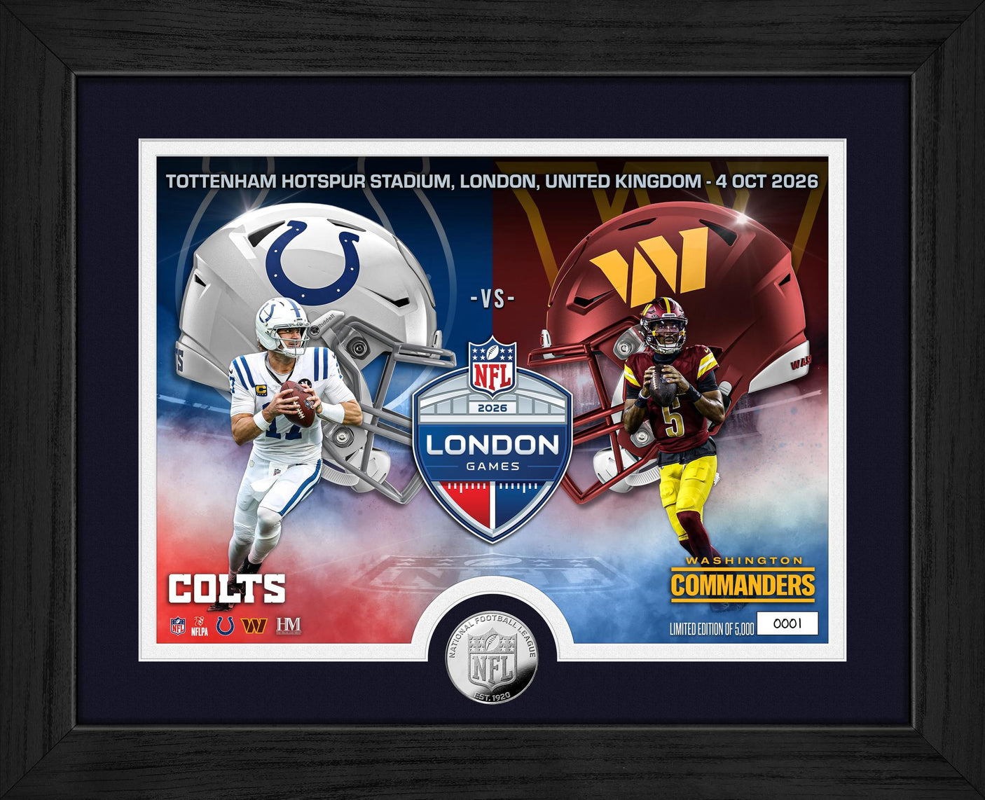 2026 NFL International Games Week 4 Colts vs Commanders London Silver Coin Photo Mint