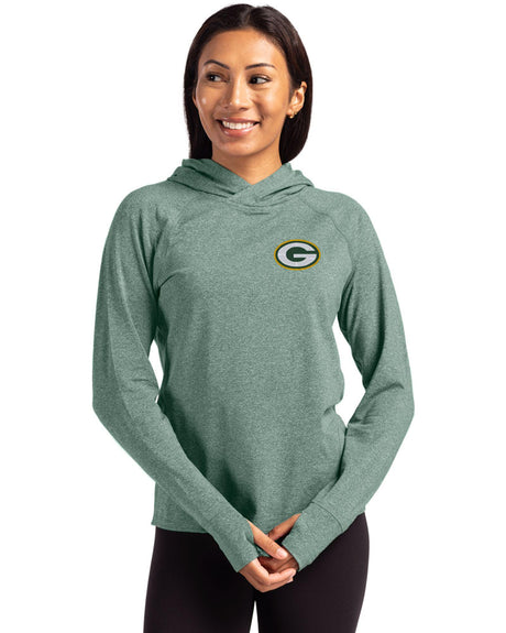 Packers Cutter & Buck Women's Adapt Eco Heather Hooded Pullover