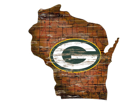 Packers Distressed State Sign With Team Logo