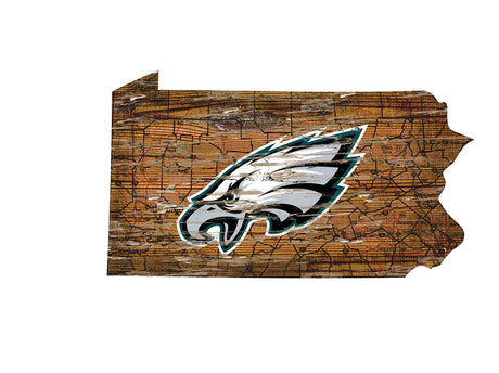 Eagles Distressed State Sign With Team Logo